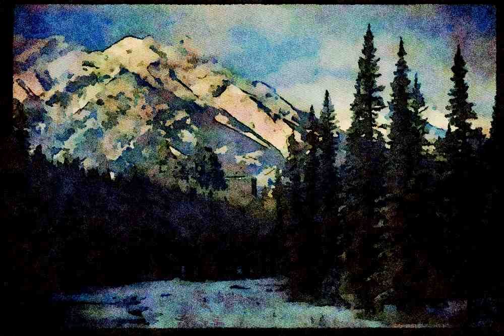 603071 Bow River, Banff, Alberta, Canada A4 Limited Edition Watercolour Print