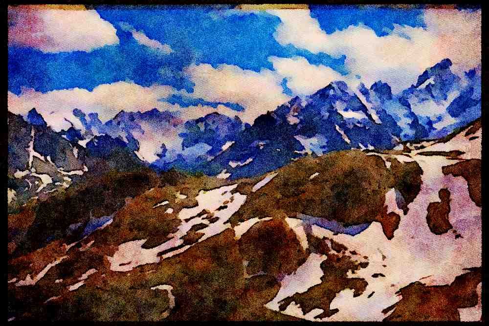 603077 Alps National Park, France A4 Limited Edition Watercolour Print