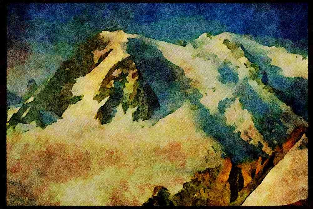 603082 Mont Blanc In Summer, Alps, France A4 Limited Edition Watercolour Print
