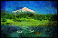603088 Lake Villarica And Volcano, Chile A4 Limited Edition Watercolour Print