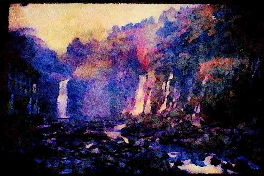 603089 The White Silk Falls, Mt. Fuji, Japan A4 Limited Edition Watercolour Print