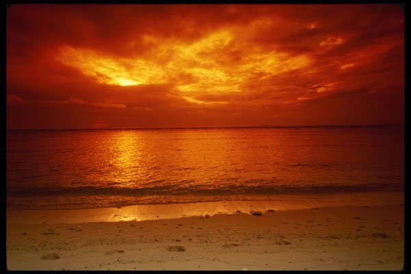 603099 Fiery Coastal Sunset, Malibu, California A4 Photo Print