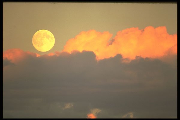 604010 Moon Over Clouds A4 Photo Print