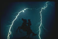 604030 Desert Night Rider With Lightning, Arizona A4 Photo Print