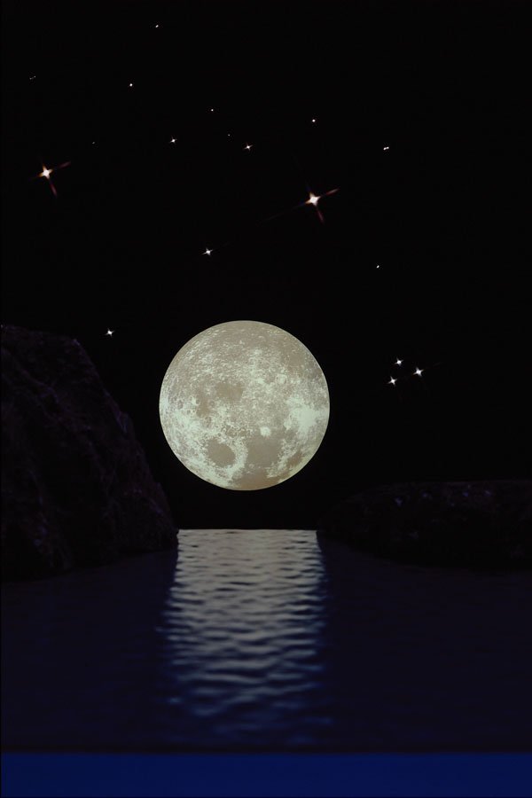 604088 Moon Rising Over Ocean A4 Photo Print