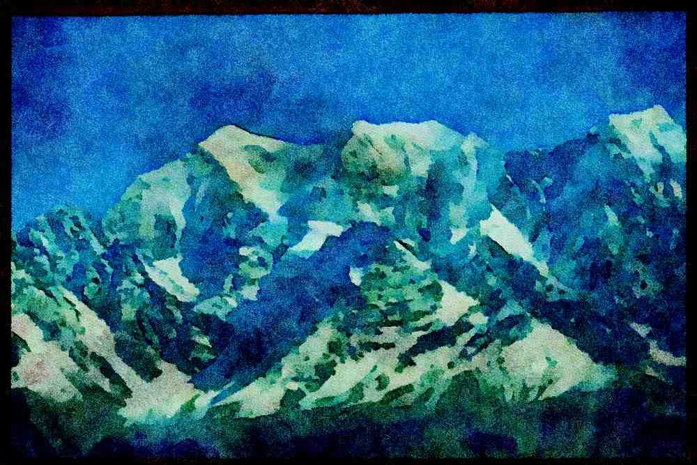 605009 An Unnamed Ridge, Himalayas, Nepal A4 Limited Edition Watercolour Print