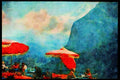 605022 From Restaurant Terrace In Mountains Of Murren, Switzerland A4 Limited Edition Watercolour Print