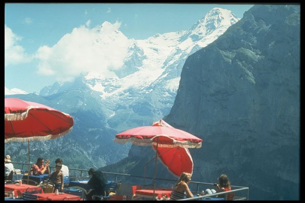 605022 From Restaurant Terrace In Mountains Of Murren, Switzerland A4 Photo Print