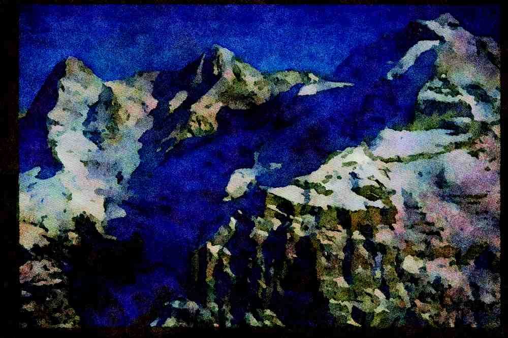 605054 Mt. Eiger, Mt. Monch And Jungfrau, Switzerland A4 Limited Edition Watercolour Print