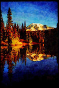 605056 Reflection Lake, Mount Rainier National Park, Washington A4 Limited Edition Watercolour Print