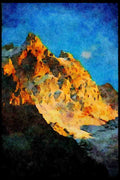 605061 Meije Peak In Lake Afternoon, France A4 Limited Edition Watercolour Print