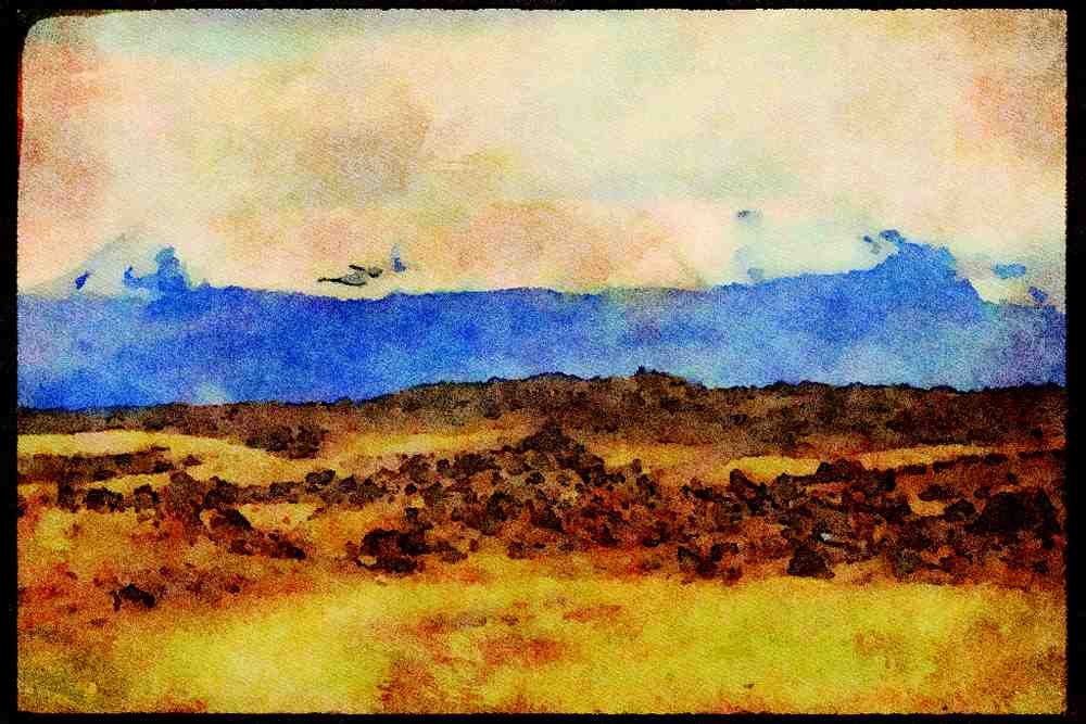 605066 Hverjfall Volcano Topped With Snow, Iceland A4 Limited Edition Watercolour Print