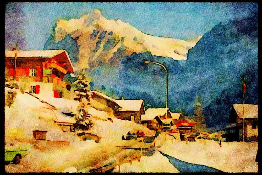 605079 Grindlenald With Eiger, Switzerland A4 Limited Edition Watercolour Print