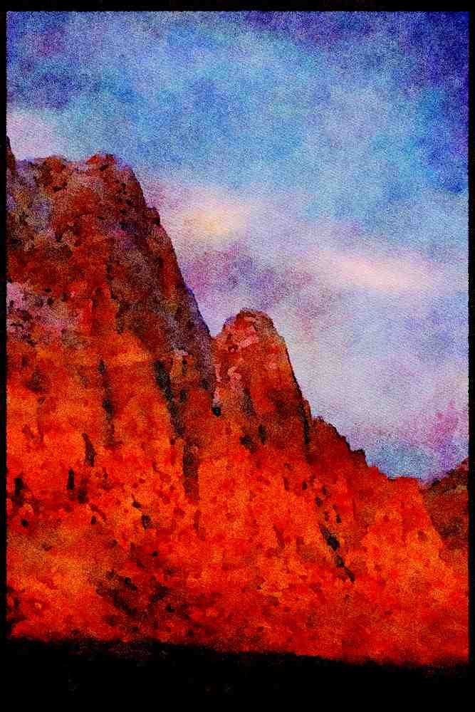 605086 Mount Wilson, Red Rock Canyon A4 Limited Edition Watercolour Print
