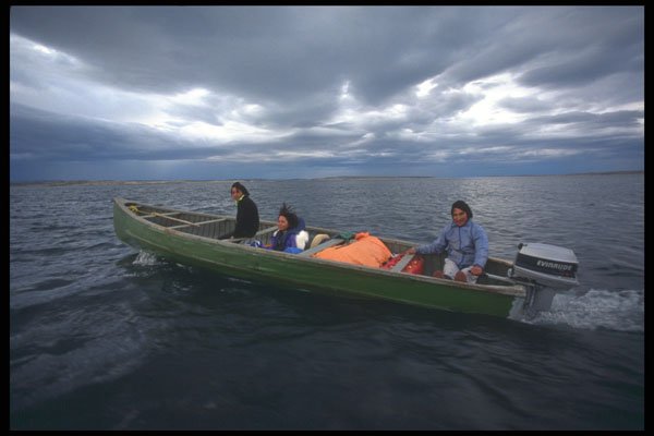 606014 Inuit Traveling By Powered Canoe A4 Photo Print