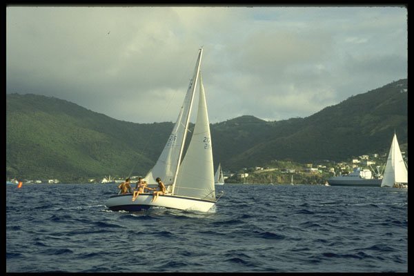 606057 Sloop Render, Full Sail, British Virgin Islands A4 Photo Print