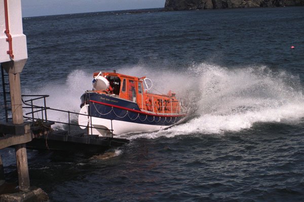 606068 Port Erin Lifeboat Launches, England A4 Photo Print