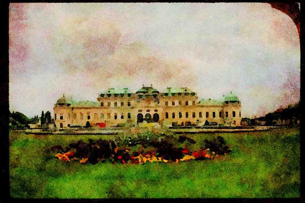 607005 Belvedere Palace, Vienna, Austria A4 Limited Edition Watercolour Print