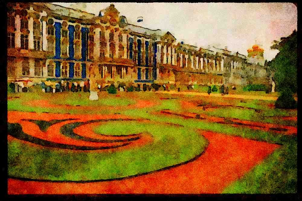 607011 The Catherine Palace At Pushkin, Russia A4 Limited Edition Watercolour Print