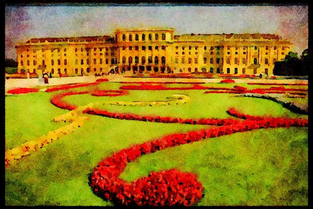 607016 Classic European Palace, Vienna, Austria A4 Limited Edition Watercolour Print
