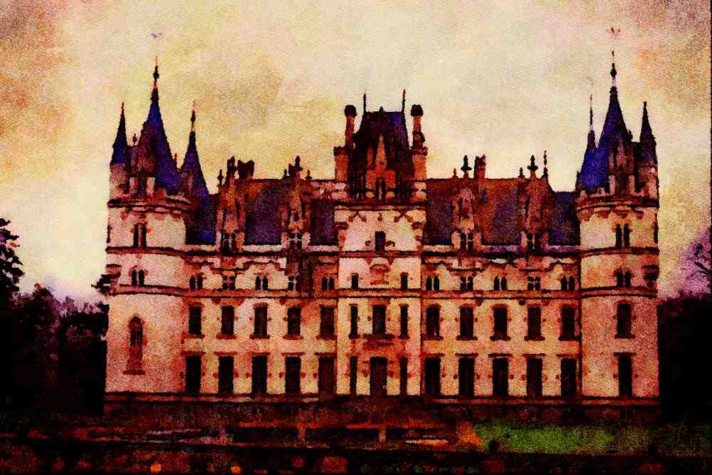 607048 Chateau Near St. Malo, France A4 Limited Edition Watercolour Print