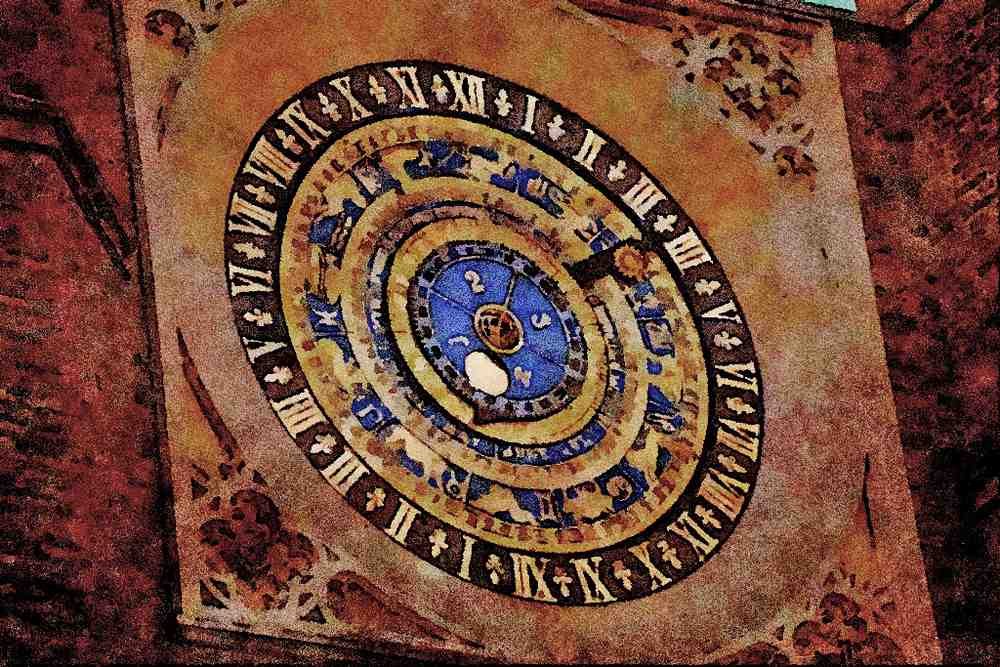 607063 Nicholas Orsain's Astronomical Clock, England A4 Limited Edition Watercolour Print