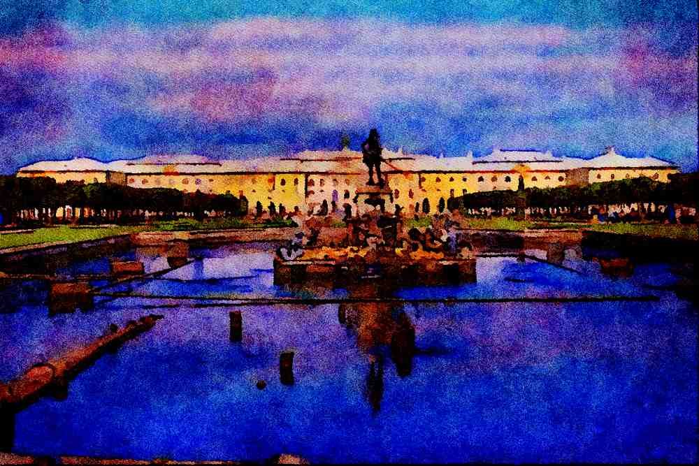 607069 The Great Palace, Petrodvorets, Russia A4 Limited Edition Watercolour Print
