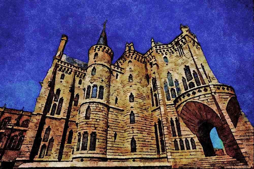 607082 Bishop's Palace, Astorga A4 Limited Edition Watercolour Print