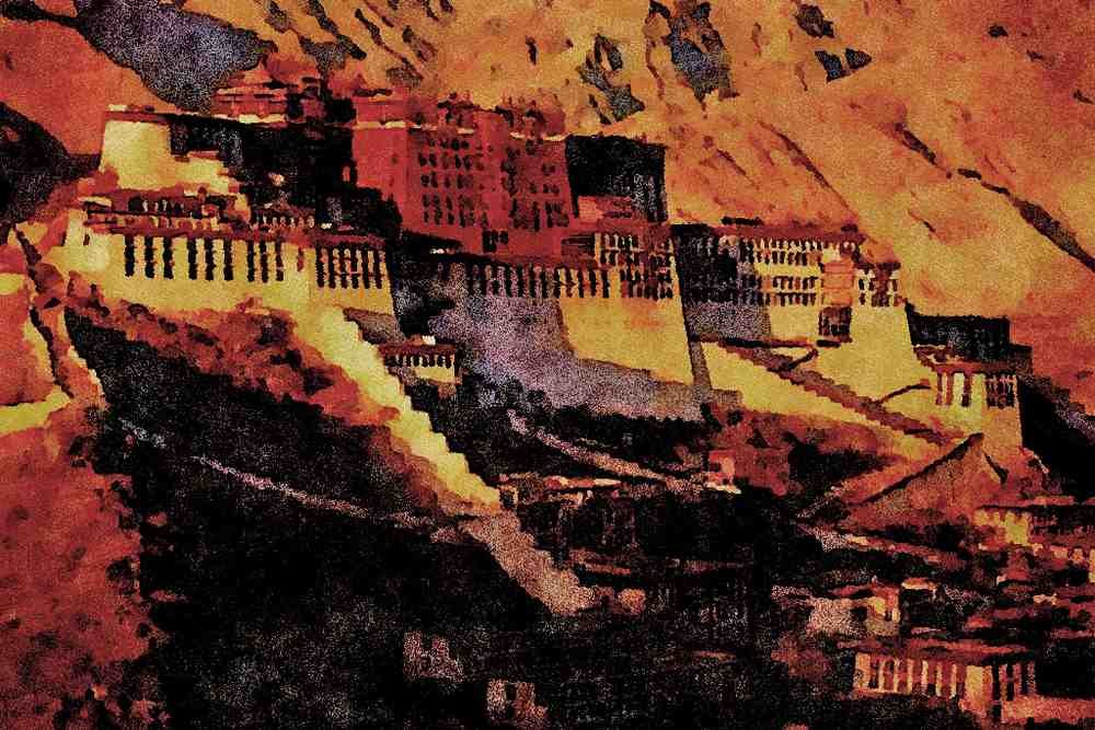 607084 The Potala Palace, Lhasa, Tibet A4 Limited Edition Watercolour Print