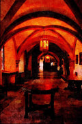 607092 Medieval Hall, Bishops Palace, Somerset, England A4 Limited Edition Watercolour Print
