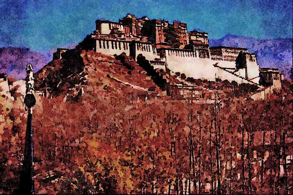 607096 Potala Palace, Lhasa, Tibet A4 Limited Edition Watercolour Print
