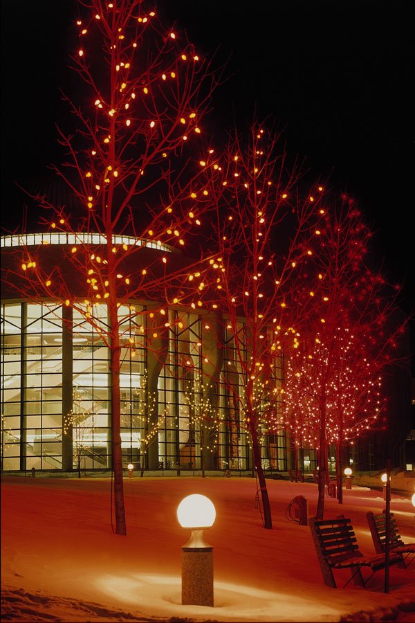 609032 Christmas Lights Brighten The Museum Site In Winter A4 Photo Print