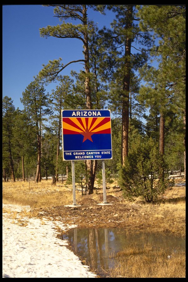 611024 Arizona Border Sign A4 Photo Print