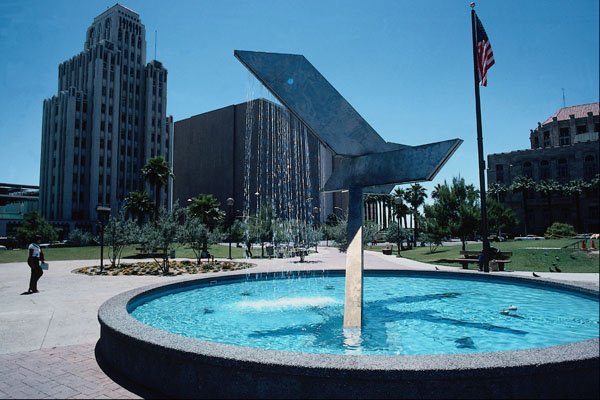 611077 Fountain At Pioneer Park, Downtown Phoenix A4 Photo Print