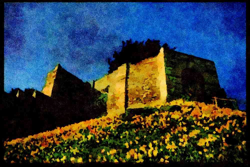 612013 Spring Daffodils And Lucy Tower, Lincoln Castle, England A4 Limited Edition Watercolour Print