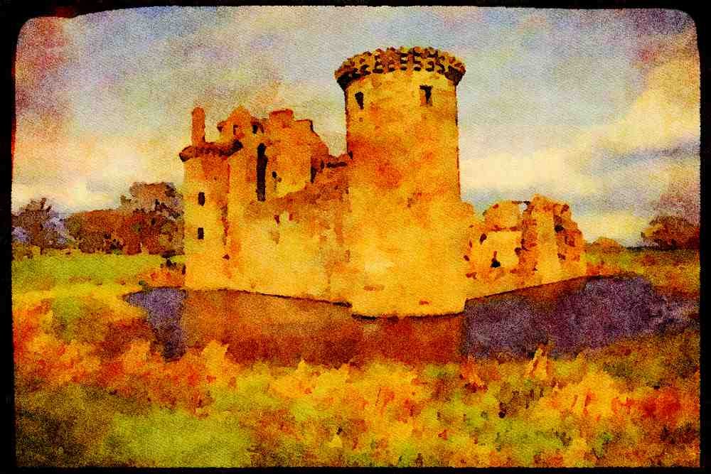 612030 Caerlaverock Castle, Galloway Region, Scotland A4 Limited Edition Watercolour Print