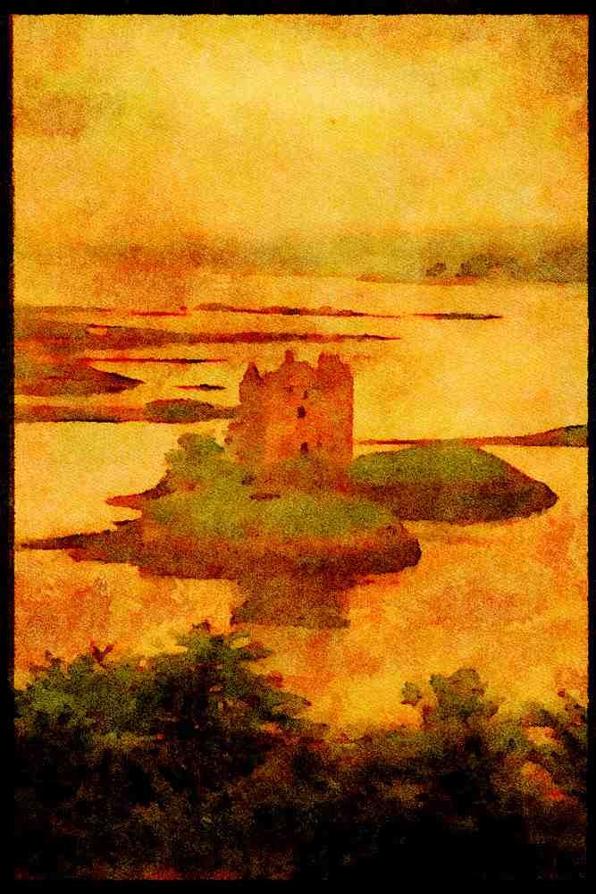 612033 Castle On Loch Linnhe, Scotland A4 Limited Edition Watercolour Print