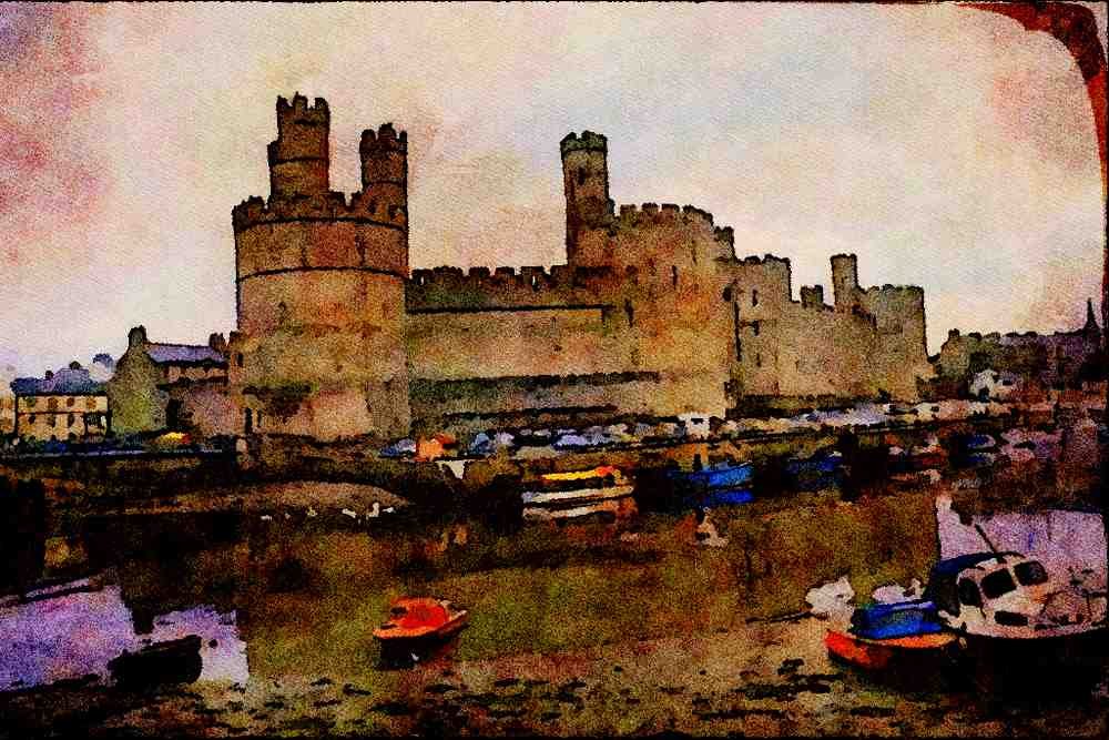 612045 Caernarvon Castle, Wales A4 Limited Edition Watercolour Print