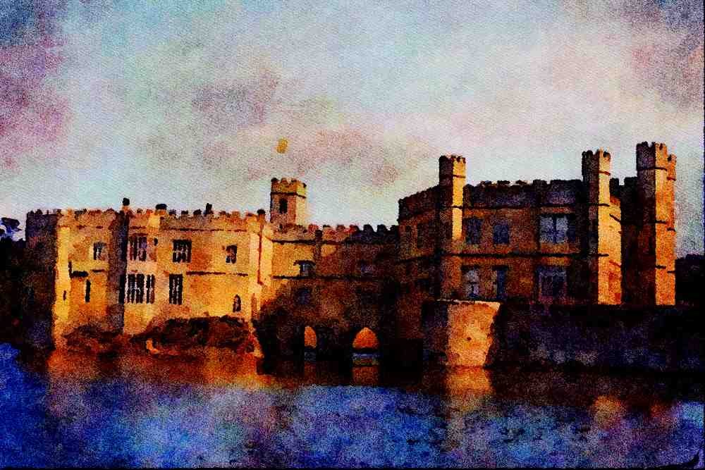 612053 Leeds Castle, Britain A4 Limited Edition Watercolour Print