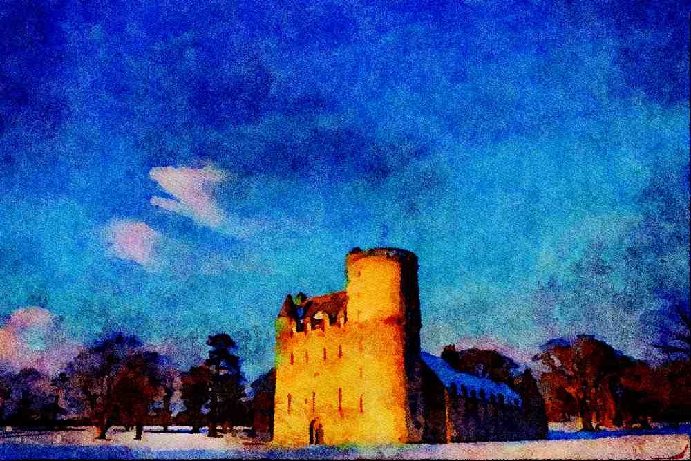 612076 Winter At Castle Fraser, Aberdeenshire, Scotland A4 Limited Edition Watercolour Print