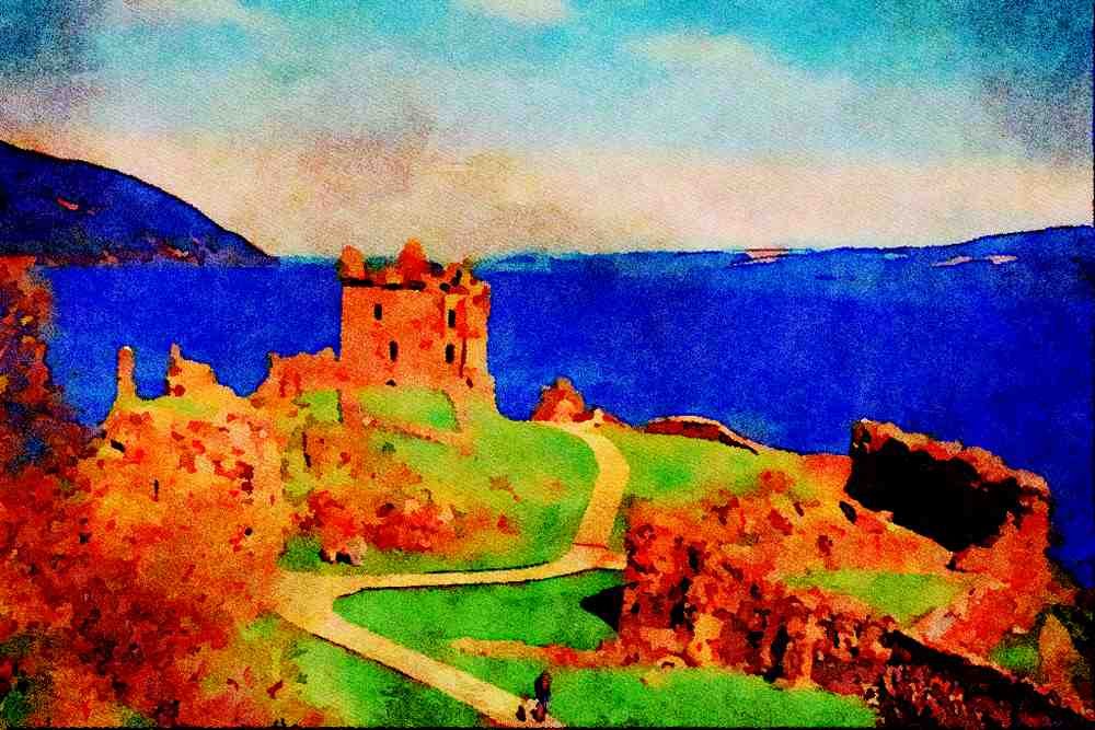 612084 Urquhart Castle And Loch Ness, Scotland A4 Limited Edition Watercolour Print