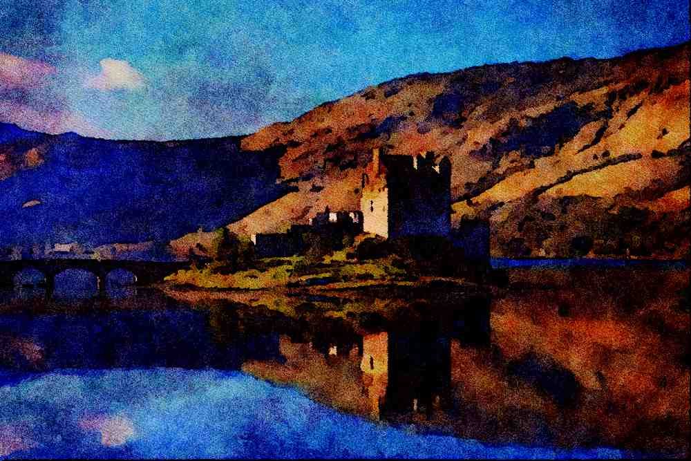612087 Eilean Donan Castle, Loch Duich, Scotland A4 Limited Edition Watercolour Print