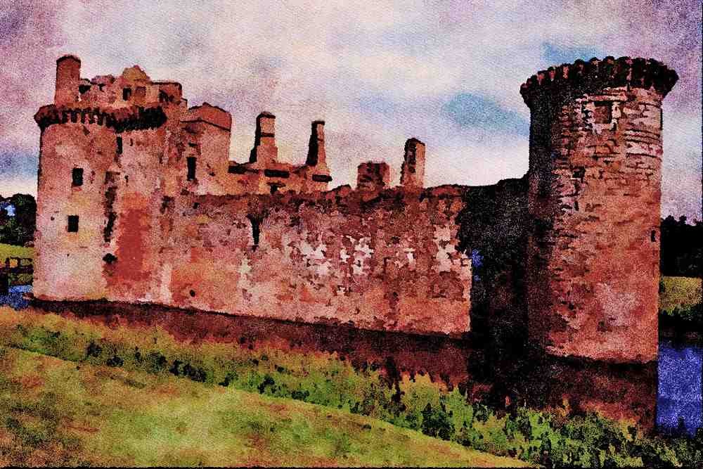 612094 Caerlaverock Castle, Dumfries, Scotland A4 Limited Edition Watercolour Print