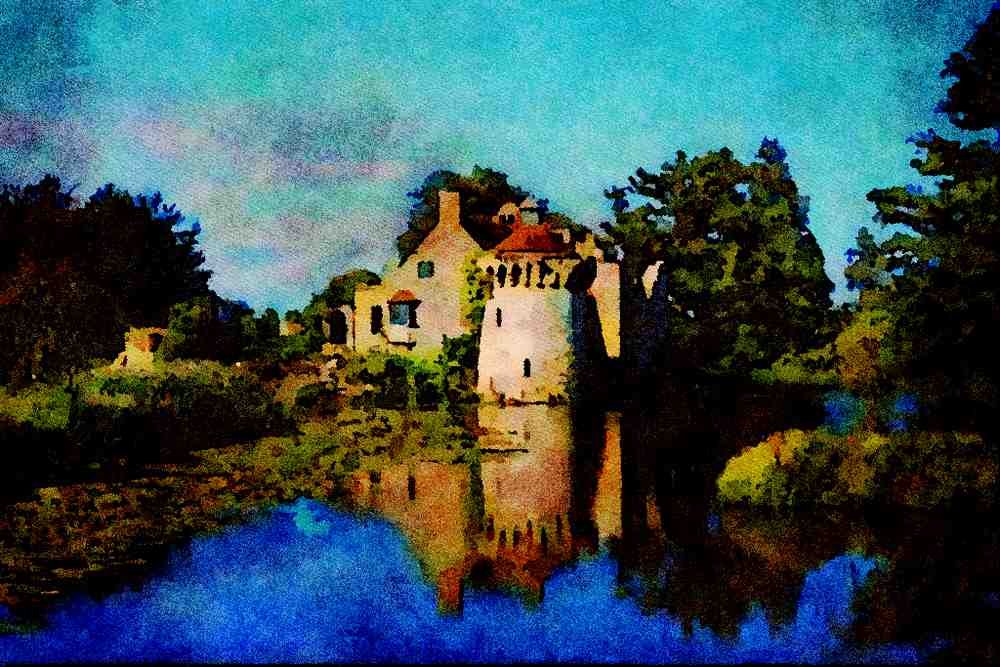 612095 Scotney Castle, Kent, England A4 Limited Edition Watercolour Print