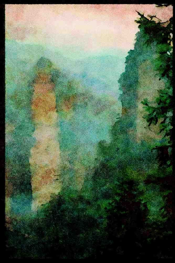 613002 Wuling Mountains, Wuling Yuan, China A4 Limited Edition Watercolour Print
