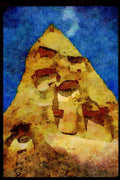613019 Rooms Carved Into Conical Rock, Cappadocia A4 Limited Edition Watercolour Print