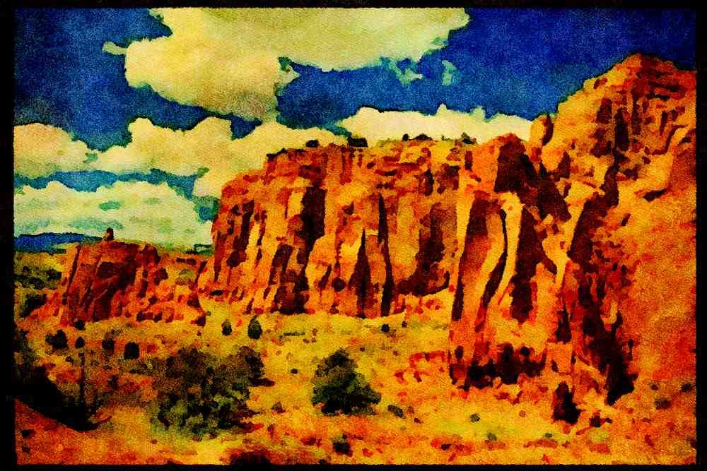 613032 Rocky Cliffs, Red Canyon, Utah A4 Limited Edition Watercolour Print
