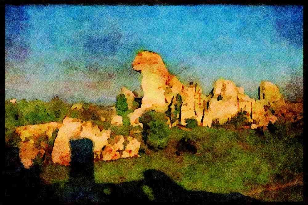 613042 White Limestone Rocks, Zawierci, Poland A4 Limited Edition Watercolour Print