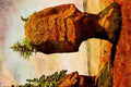 613055 Flowerpot Rock Balanced, New Brunswick, Canada A4 Limited Edition Watercolour Print