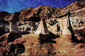 613067 Upper Cretaceous Formations, Hoodoos, Alberta, Canada A4 Limited Edition Watercolour Print